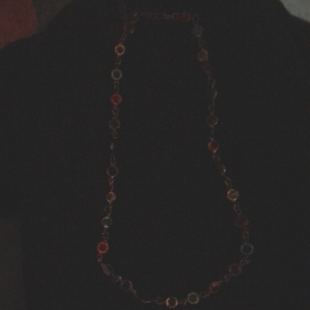 Multi-colored glass necklace.